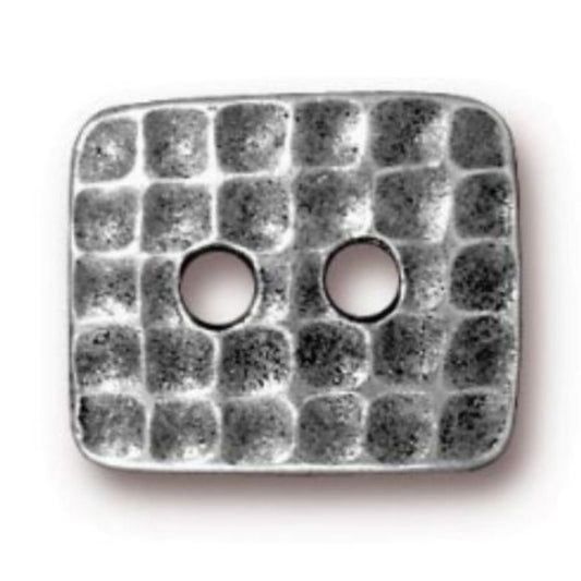 TierraCast Hammertone Rectangle Button, Antique Pewter
