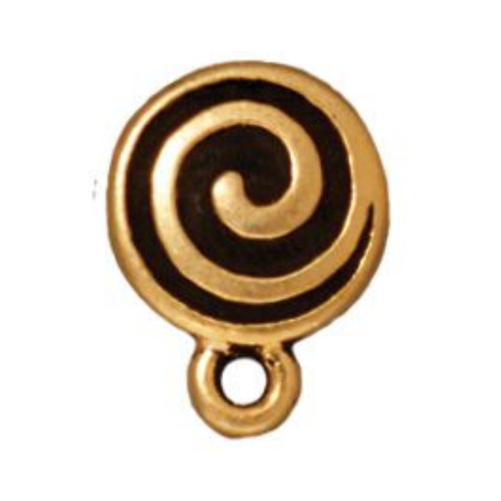 TierraCast Spiral Earring Post, Antiqued Gold