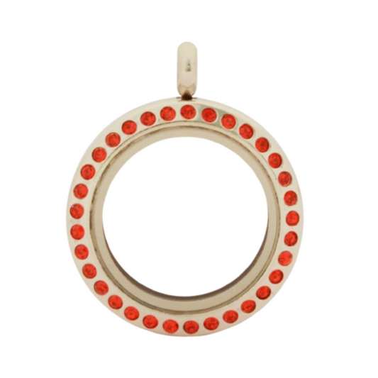 25mm Magnetic Red Crystal Stainless Steel Floating Locket