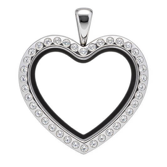 Heart floating locket, front view, background removed