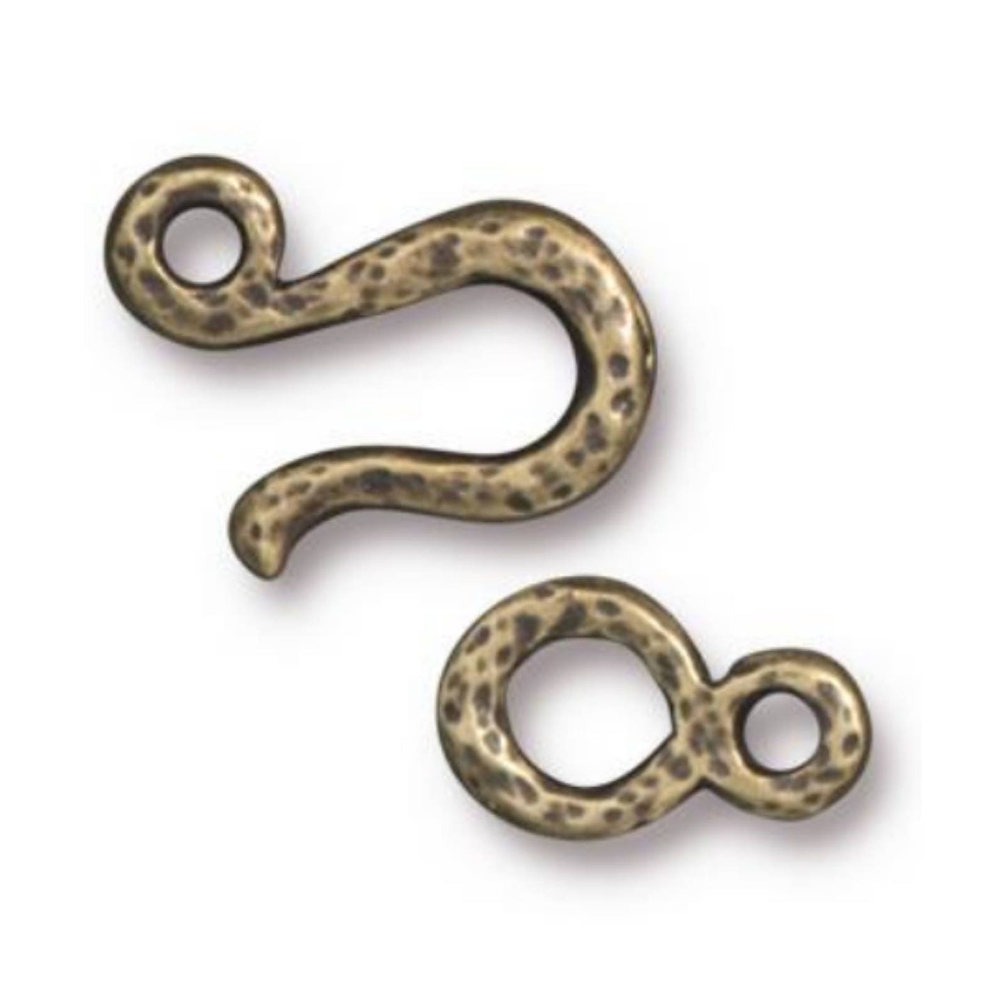 TierraCast Hammered Hook and Eye Clasp, Brass Ox