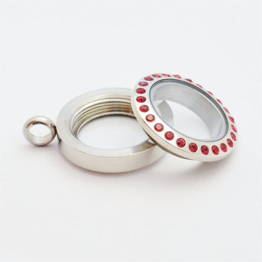 20mm Ruby Crystal Twist Stainless Steel Floating Locket
