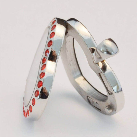 Mini Heart Stainless Steel Floating Locket with Red Crystals