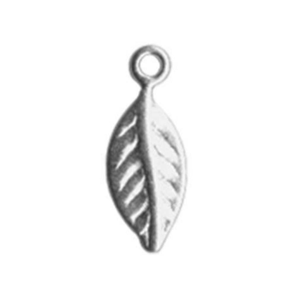 Tiny Sterling Silver Leaf Charm (4.7x12.5mm)