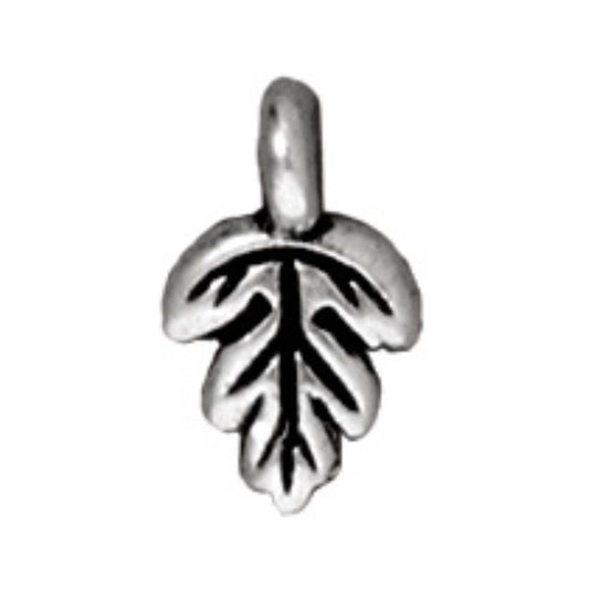 TierraCast Oak Leaf Charm, Antique Silver