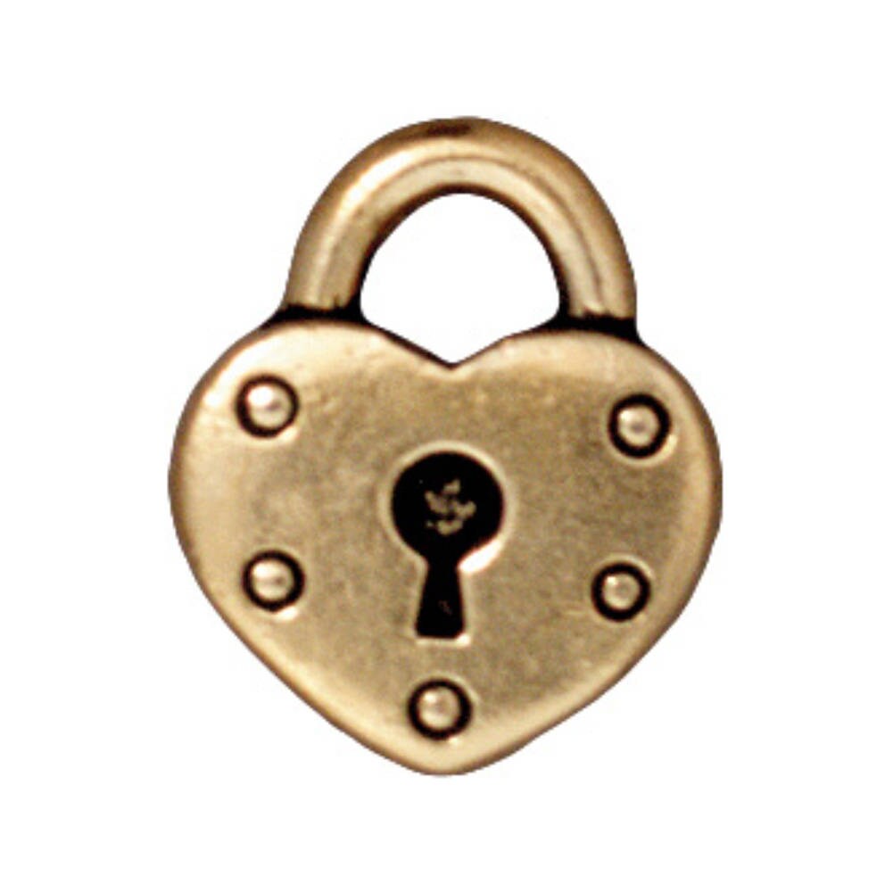 TierraCast Heart Lock Charm, Antique Gold