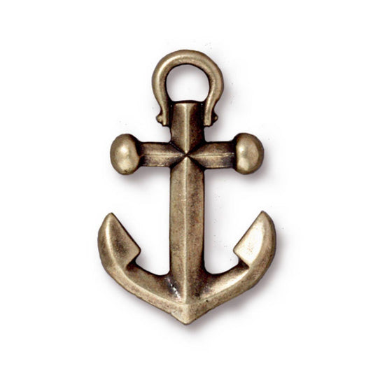 TierraCast Small Anchor Charm, Brass Ox