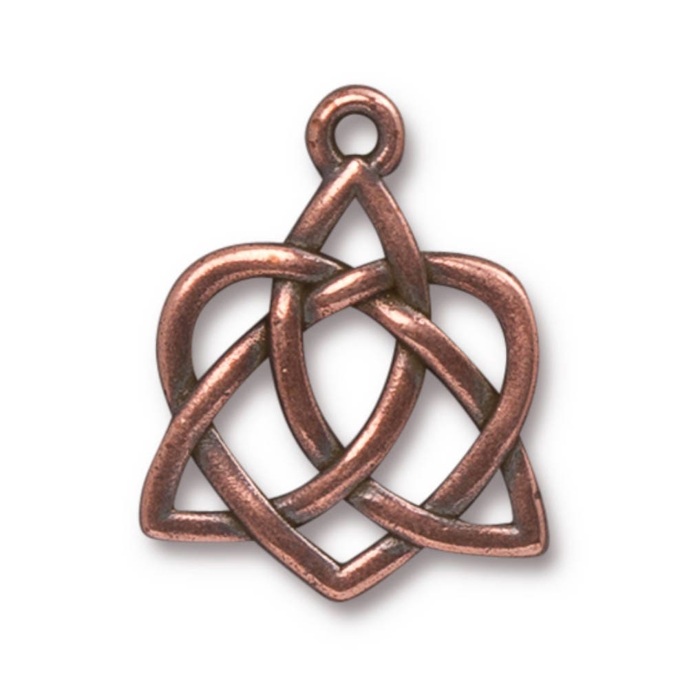 TierraCast Large Open Celtic Heart Pendant, Antique Copper