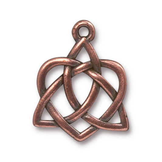 TierraCast Large Open Celtic Heart Pendant, Antique Copper