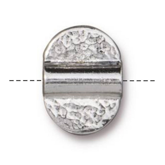 TierraCast Double Hammered Baule Bead, White Bronze