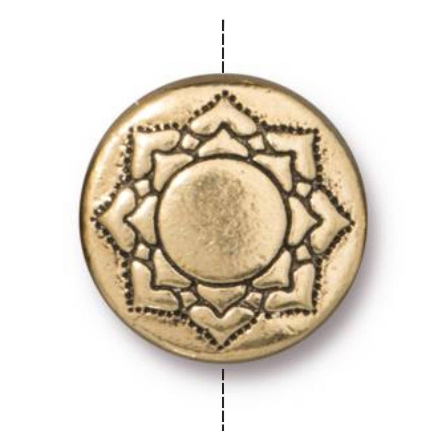TierraCast Lotus Puffed Bead, Antique Gold
