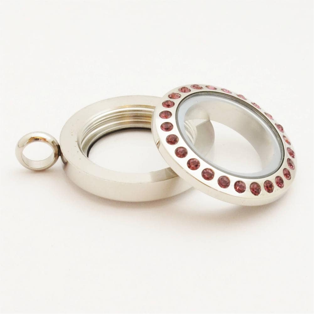 20mm Amethyst Crystal Twist Stainless Steel Floating Locket