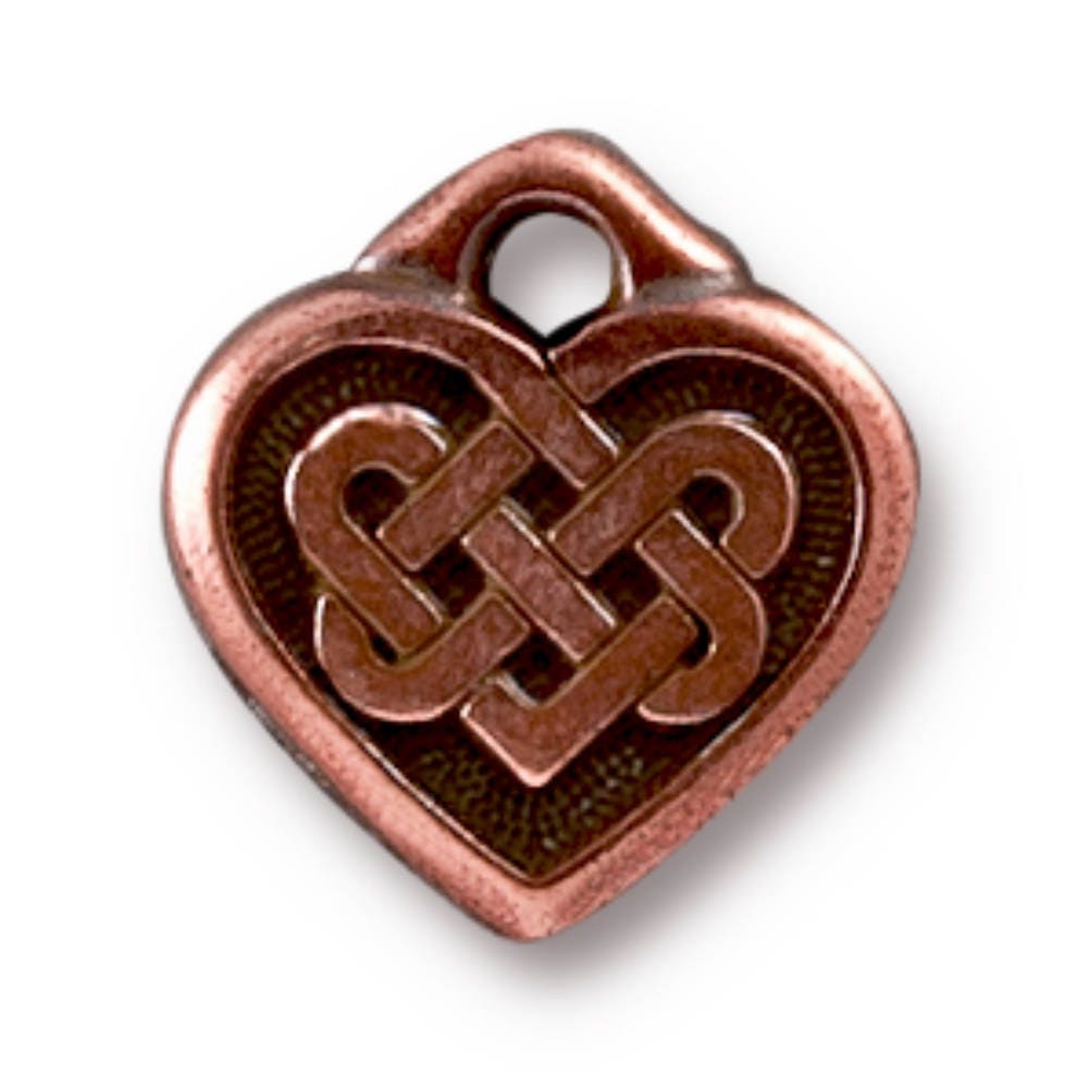 Tierracast Small Celtic Heart Charm, Antique Copper