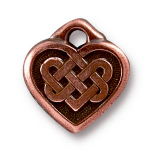 Tierracast Small Celtic Heart Charm, Antique Copper