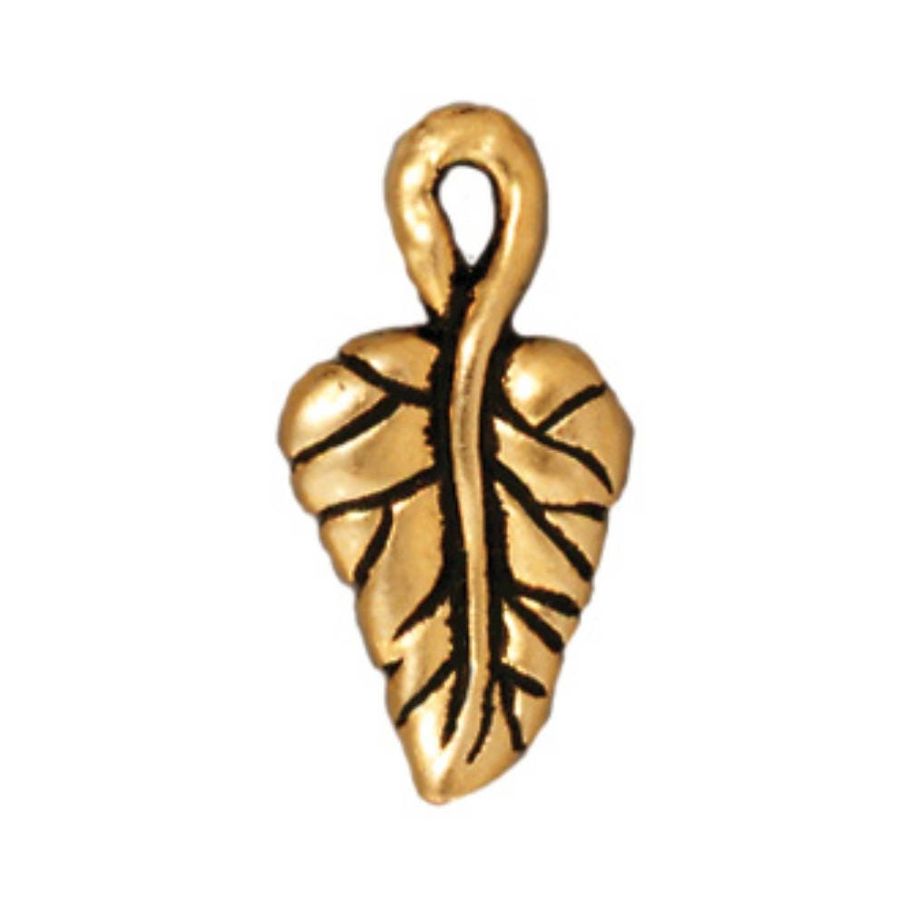 TierraCast Ivy Leaf Charm, Antique Gold