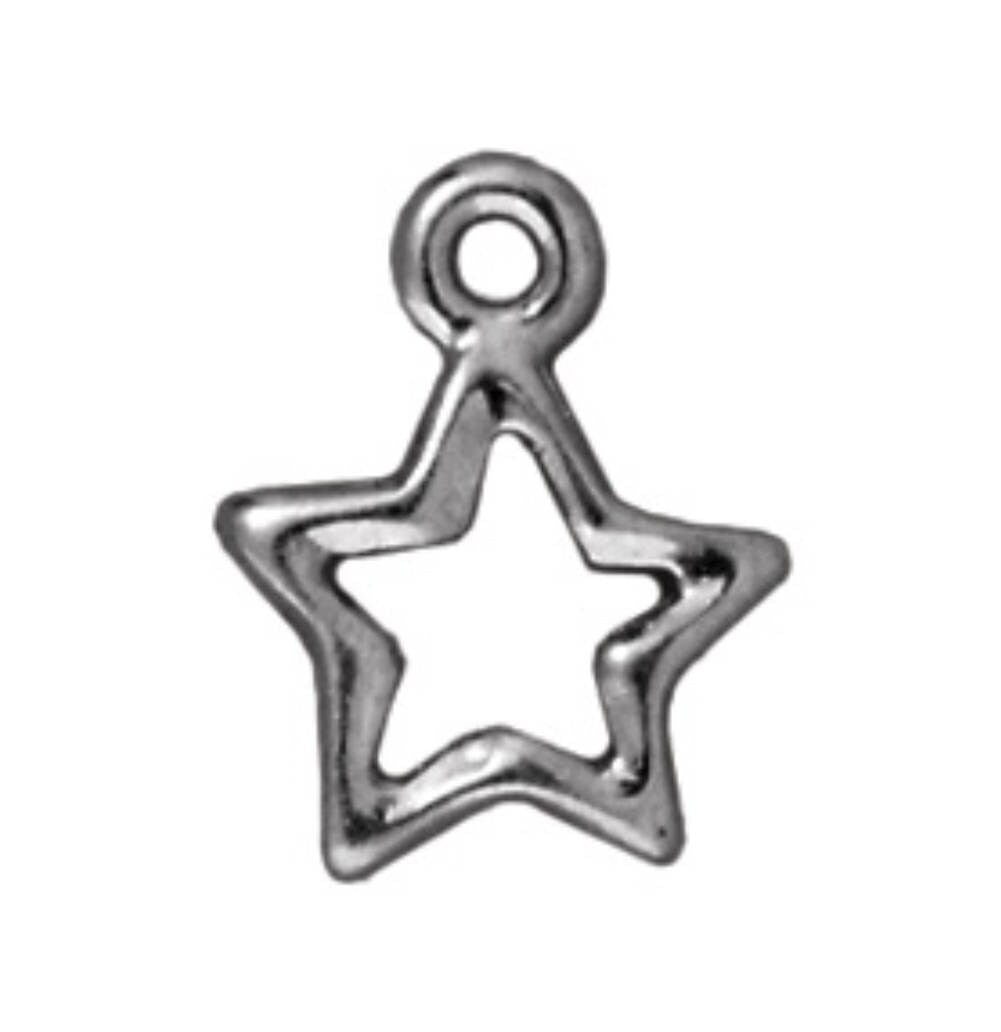 TierraCast Open Star Charm, White Bronze