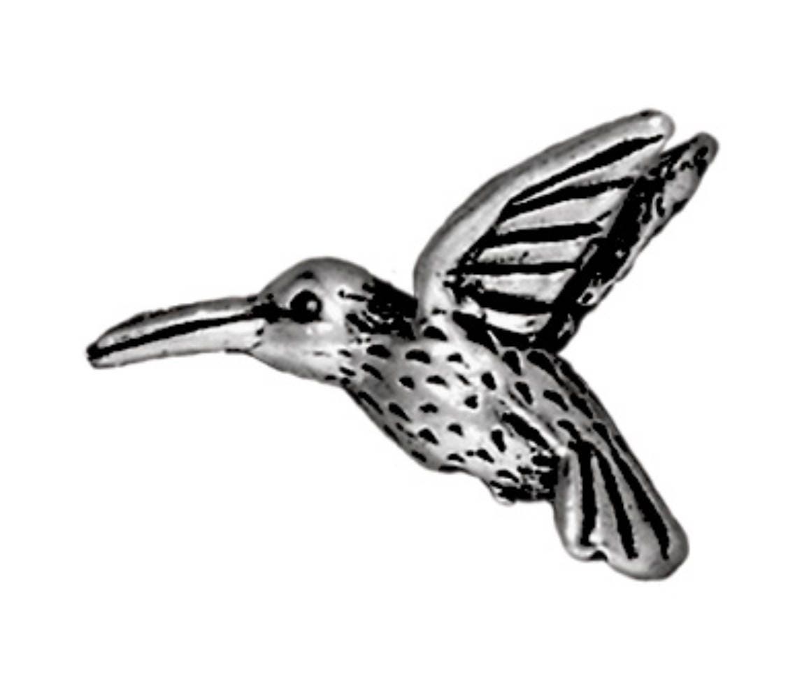 TierraCast Hummingbird Bead, Antique Silver