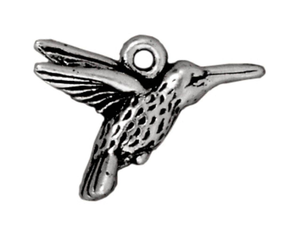 TierraCast Hummingbird Charm, Antique Silver
