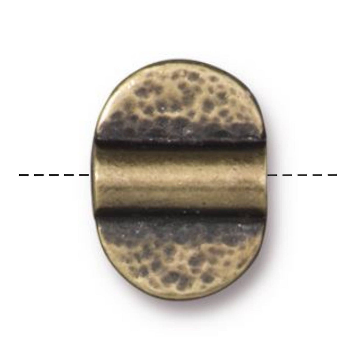 TierraCast Double Hammered Baule Bead, Brass Ox