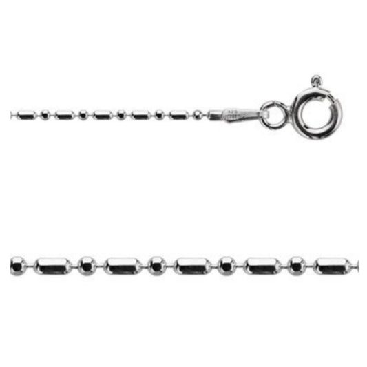16 Inch Alternating Diamond Cut Sterling Silver 1.2mm Ball Chain