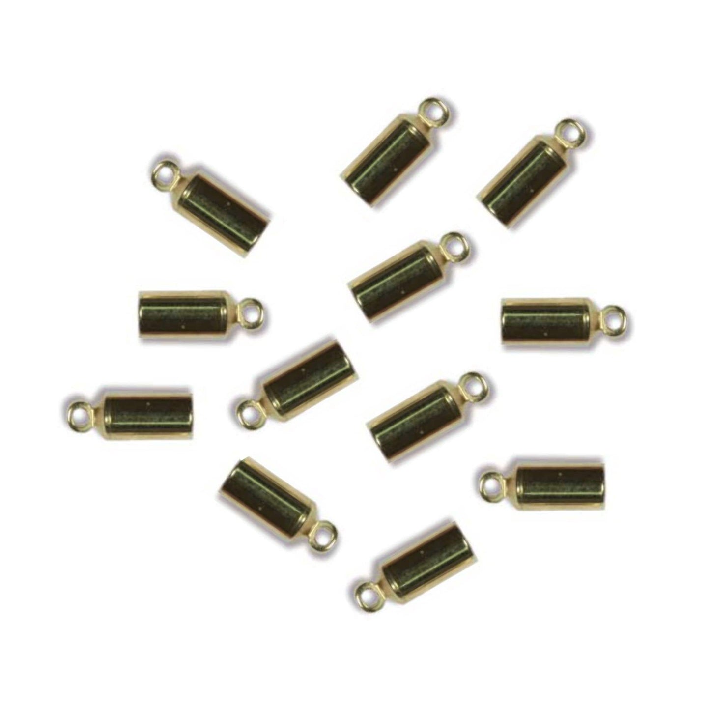 3mm Gold Plated Barrel Cord Ends, Kumihimo End Caps (Pkg. of 12)