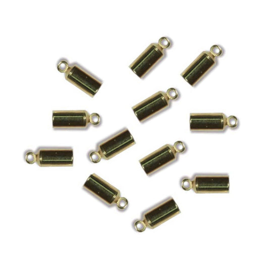3mm Gold Plated Barrel Cord Ends, Kumihimo End Caps (Pkg. of 12)