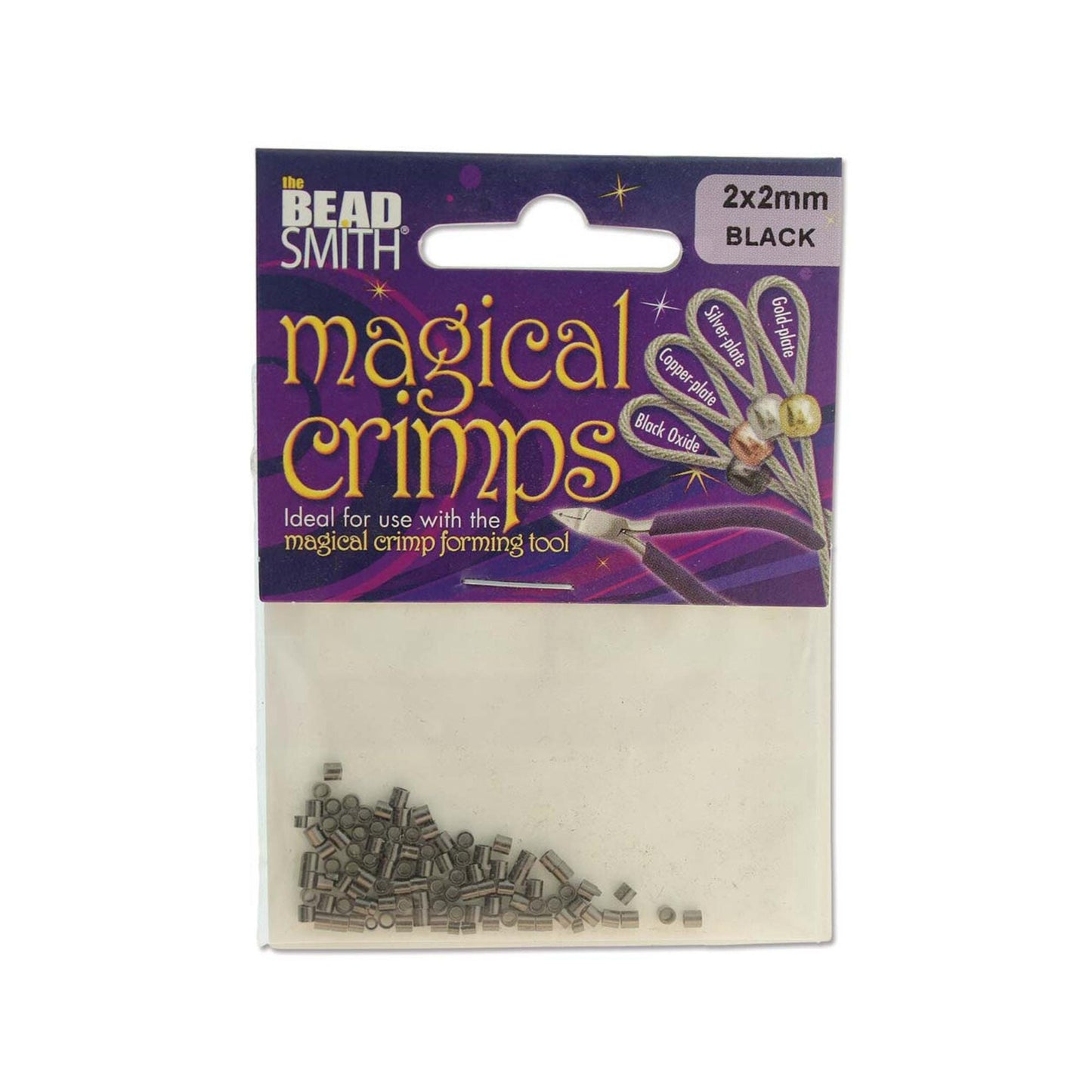 Beadsmith Magical Crimps Black Oxide Gunmetal Plated (100/pkg.)