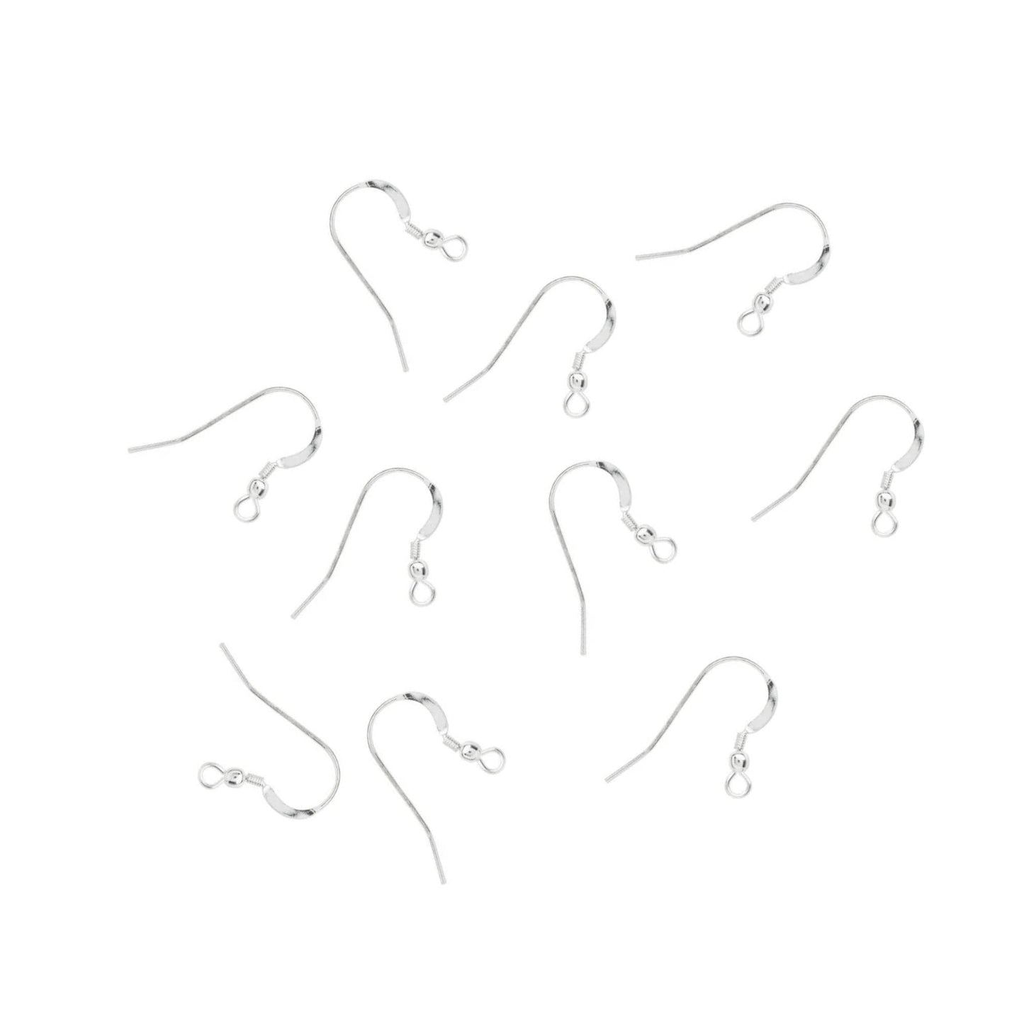 5 Pairs Sterling Silver Earwires with 2.5mm Bead and Coil, Flat Fishhook, 22 Gauge