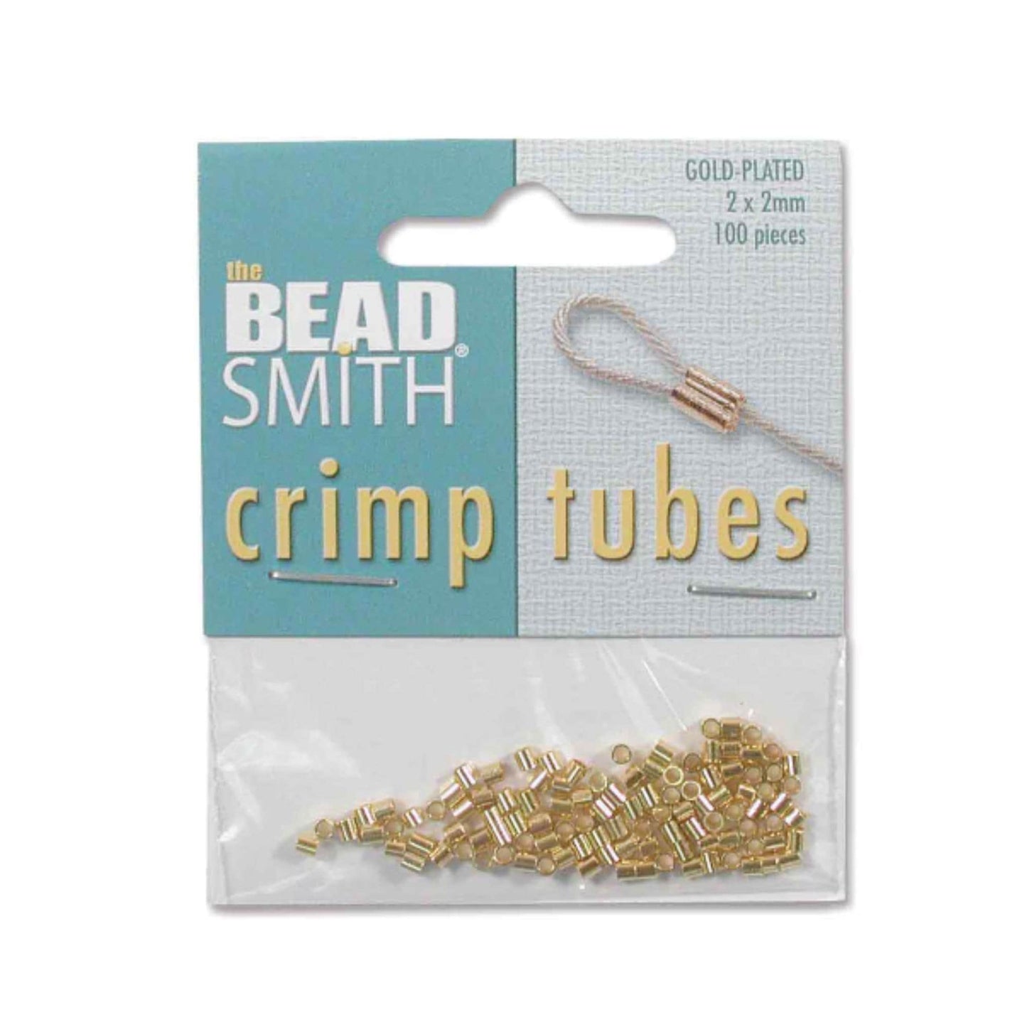 Beadsmith 2x2mm Crimp Tubes GOLD PLATE (100/pkg.)