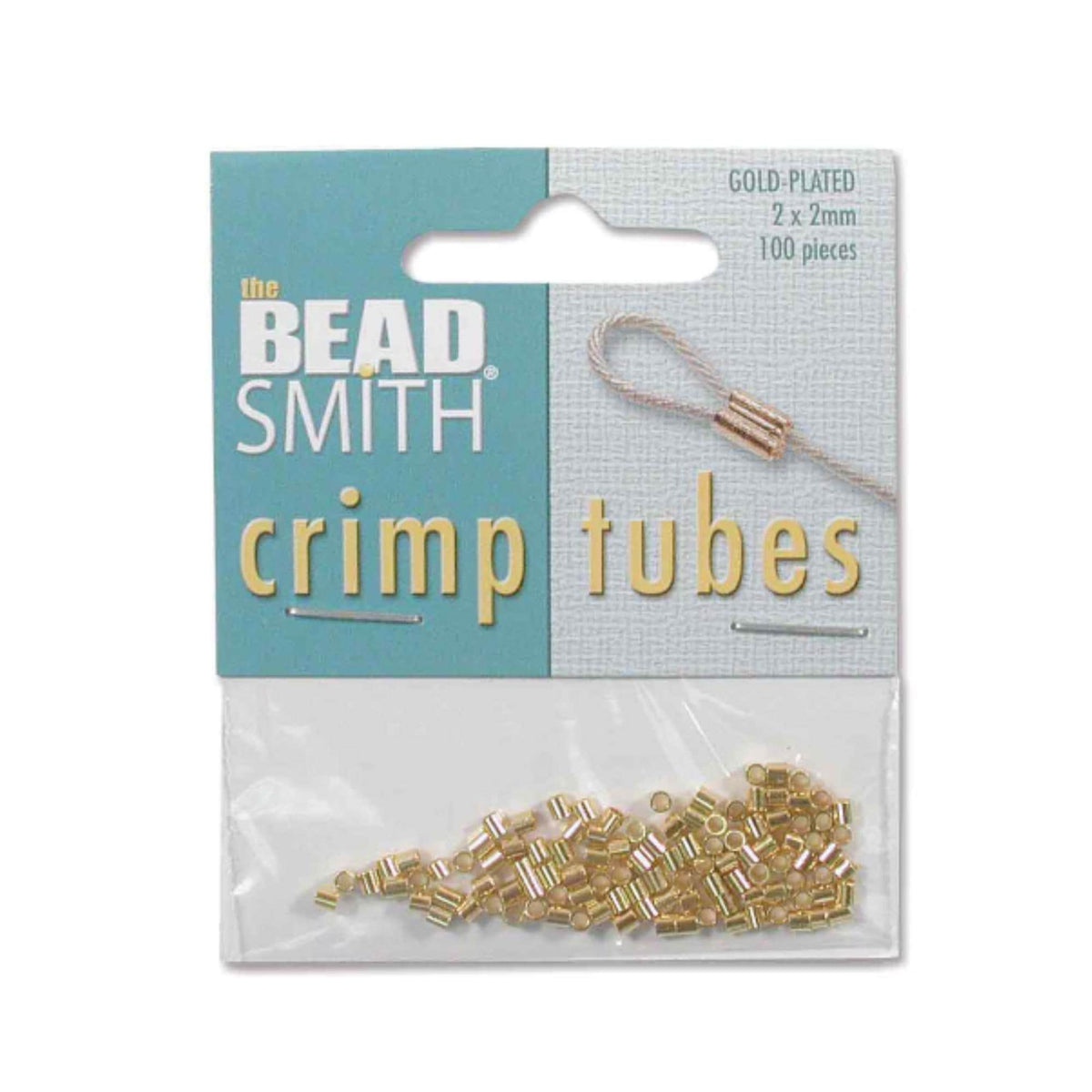 Beadsmith 2x2mm Crimp Tubes GOLD PLATE (100/pkg.)