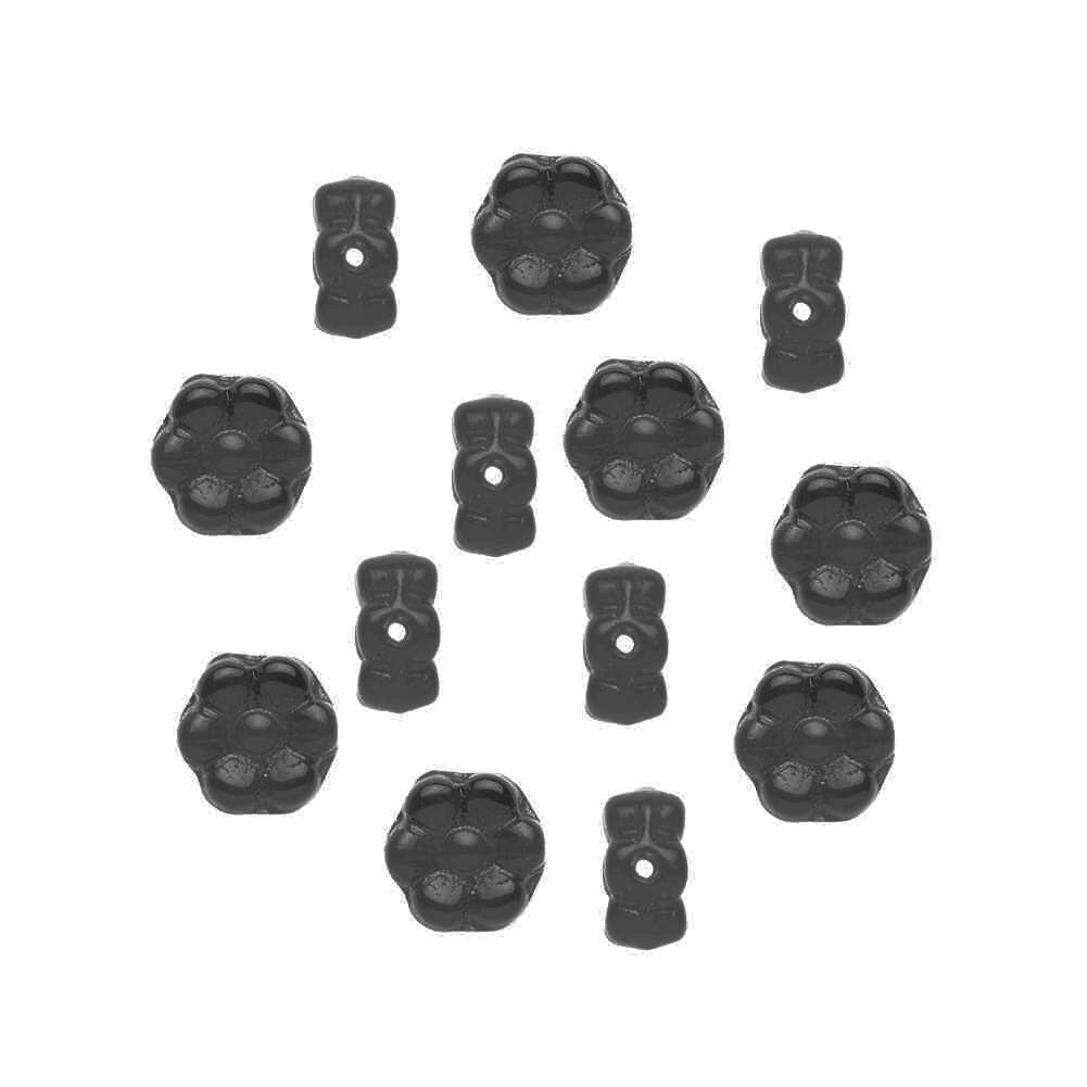 Jet Preciosa Czech Glass Flower Beads (50/pkg.)