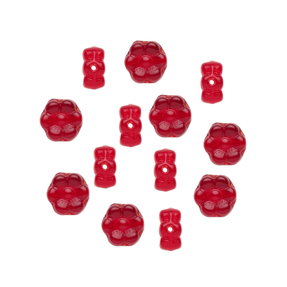 Light Red Preciosa Czech Glass Flower Beads (50/pkg.)
